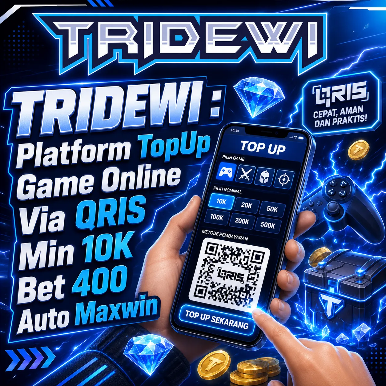 TRIDEWI : Platform TopUp Game Online Via QRIS Min 10K Bet 400 Auto Maxwin